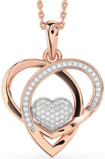 Diamond Platinum & Rose Gold Heart Necklace
