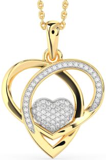 Diamond White Yellow Gold Heart Necklace