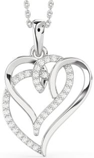 Diamond Silver Heart Necklace