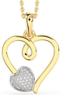 Diamond White Yellow Gold Heart Necklace