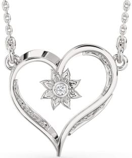 Diamond White Gold Heart Sun Necklace