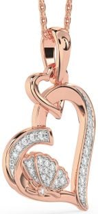 Diamond Rose Gold Heart Butterfly Interlock Necklace