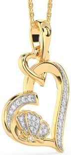 Diamond Gold Heart Butterfly Interlock Necklace