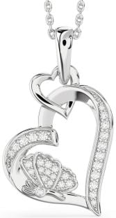 Diamond White Gold Heart Butterfly Interlock Necklace