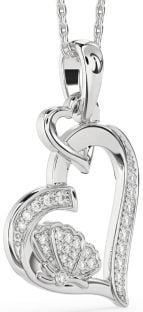 Diamond Platinum Heart Butterfly Interlock Necklace