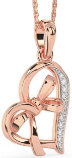 Diamond Rose Gold Heart Bow Necklace