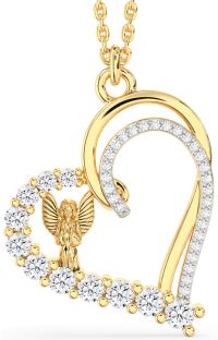 Diamond Gold Heart Angel Necklace