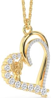 Diamond Gold Heart Angel Necklace