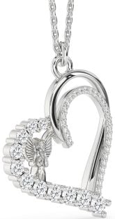 Diamond White Gold Heart Angel Necklace