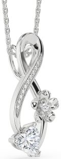 Diamond White Gold Infinity Heart Flower Necklace