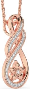 Diamond Rose Gold Infinity Flower Necklace