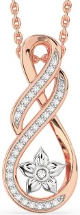 Diamond White Rose Gold Infinity Flower Necklace