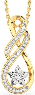 Diamond Gold Silver Infinity Flower Necklace