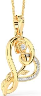 Diamond Gold Heart Flower Necklace