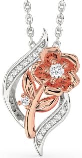 Diamond White Rose Gold Flower Necklace