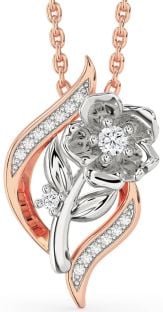 Diamond White Rose Gold Flower Necklace