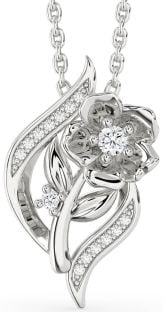 Diamond White Gold Flower Necklace