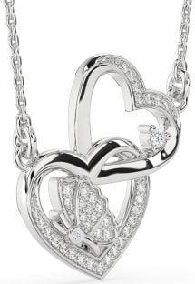 Diamond White Gold Heart Butterfly Necklace