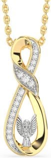 Diamond White Yellow Gold Infinity Angel Necklace