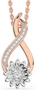 Diamond Platinum & Rose Gold Infinity Sunflower Necklace