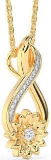 Diamond Gold Infinity Sunflower Necklace