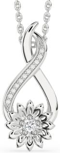 Diamond White Gold Infinity Sunflower Necklace