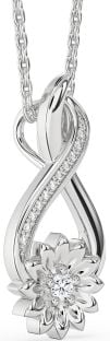 Diamond White Gold Infinity Sunflower Necklace