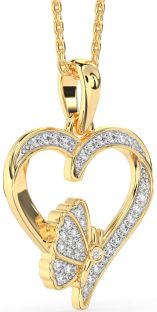 Diamond Gold Heart Butterfly Necklace