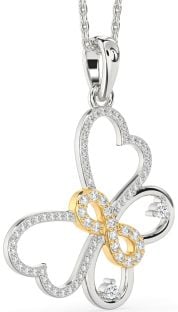 Large Diamond Silver & 10K gold Butterfly Infinity Necklace