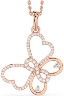 Large Diamond Rose Gold Butterfly Infinity Necklace