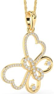 Large Diamond Gold Butterfly Infinity Necklace