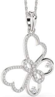 Large Diamond White Gold Butterfly Infinity Necklace