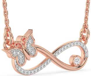 Large Diamond Rose Gold Infinity Butterfly Necklace