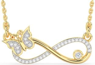 Large Diamond Gold Silver Infinity Butterfly Necklace