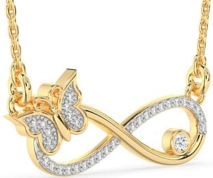 Large Diamond Gold Infinity Butterfly Necklace