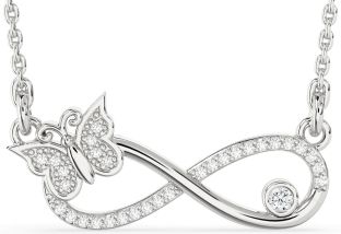 Large Diamond Platinum Infinity Butterfly Necklace