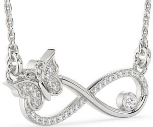 Large Diamond White Gold Infinity Butterfly Necklace