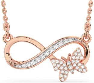 Large Diamond Rose Gold Infinity Butterfly Necklace