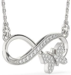 Large Diamond White Gold Infinity Butterfly Necklace