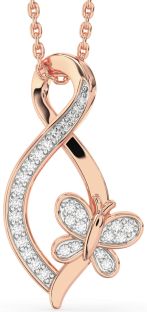 Diamond Rose Gold Infinity Butterfly Necklace