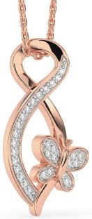 Diamond Rose Gold Infinity Butterfly Necklace
