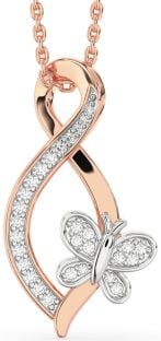 Diamond White Rose Gold Infinity Butterfly Necklace