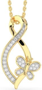 Diamond Gold Silver Infinity Butterfly Necklace