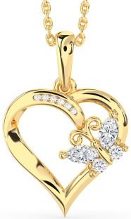 Diamond Gold Heart Butterfly Necklace