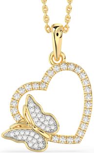 Diamond Gold Heart Butterfly Necklace
