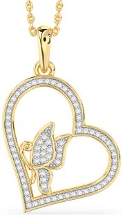 Diamond Gold Heart Butterfly Necklace