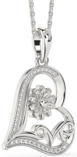 Diamond White Gold Heart Flower Necklace