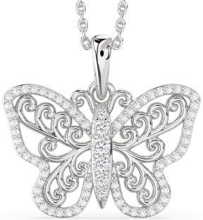 Large Diamond Platinum Butterfly Necklace