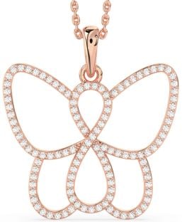 Large Diamond Rose Gold Butterfly Infinity Necklace