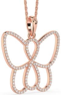 Large Diamond Rose Gold Butterfly Infinity Necklace